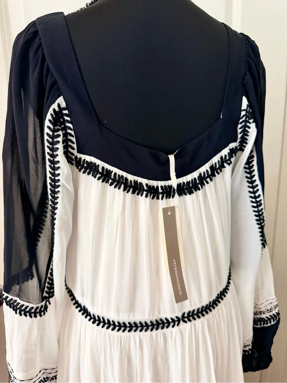 Anthropologie White and Black Embroidered Maxi Dress - Picture 5 of 8